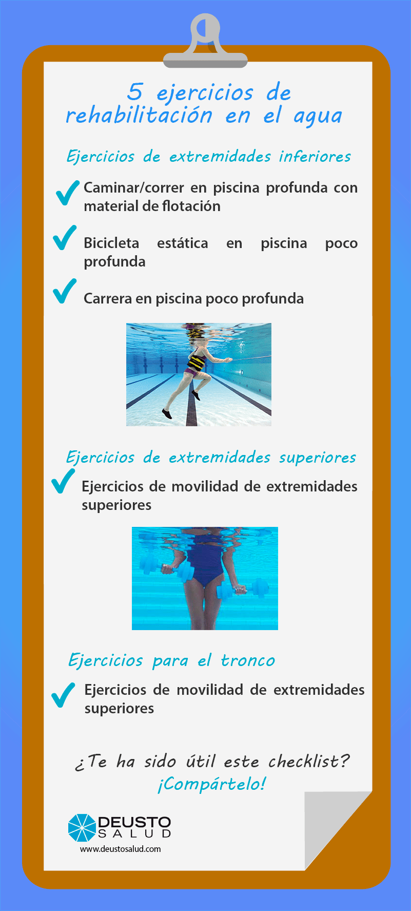 5 ejercicios de rehabilitación en el agua